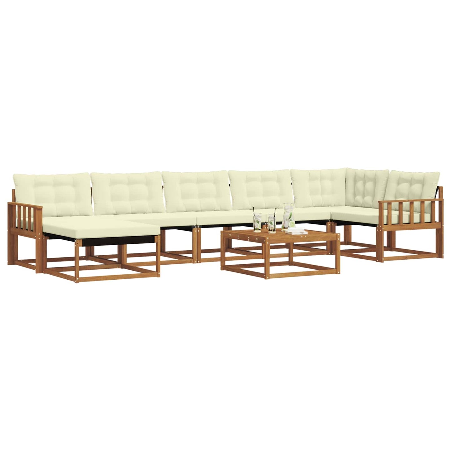 Outdoor-Sofagarnitur 22 pcs Natur und Creme Massivholz Akazie