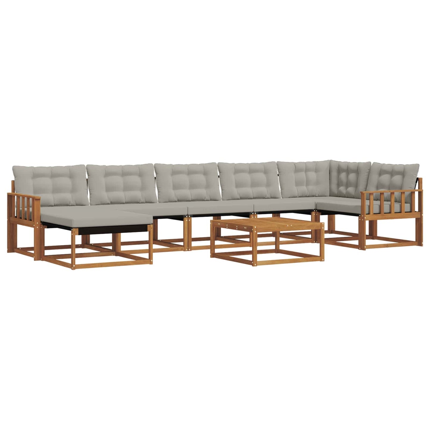 Outdoor-Sofagarnitur mit Kissen 8 pcs Natürlich und Hellgrau