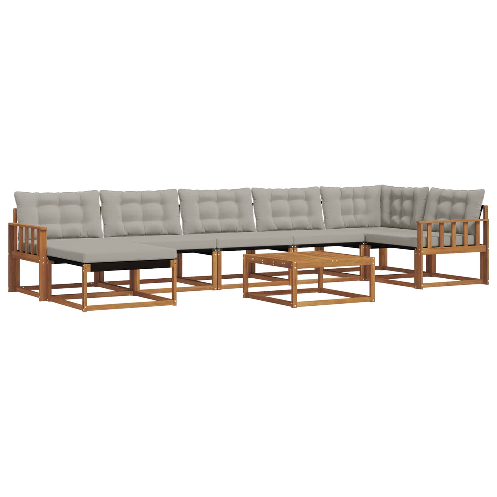 Outdoor-Sofagarnitur mit Kissen 8 pcs Natürlich und Hellgrau