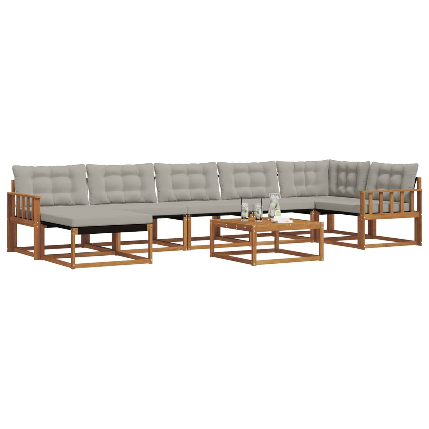 Outdoor-Sofagarnitur mit Kissen 8 pcs Natürlich und Hellgrau