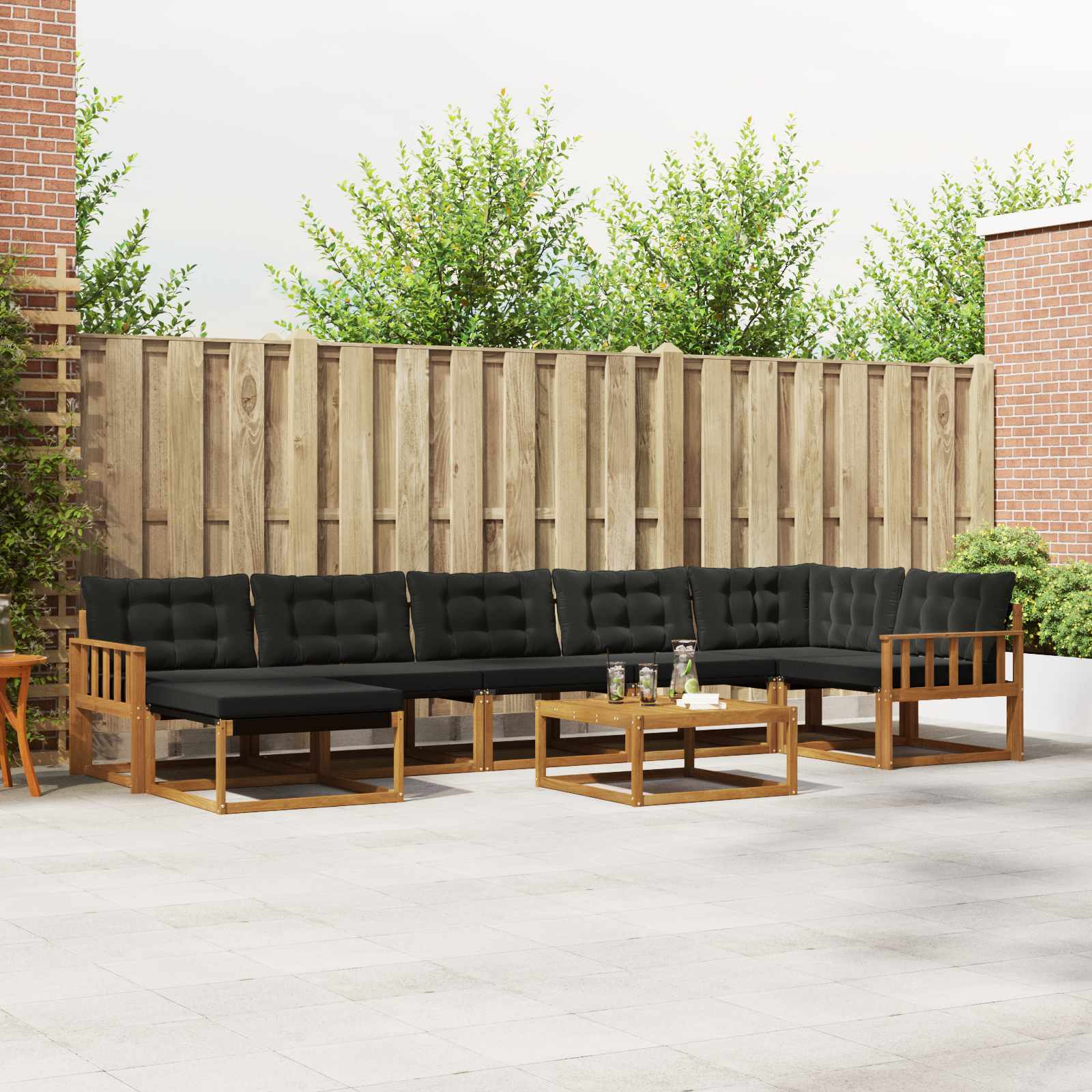 Outdoor-Sofagarnitur mit Kissen 22 pcs Natürlich und Schwarz