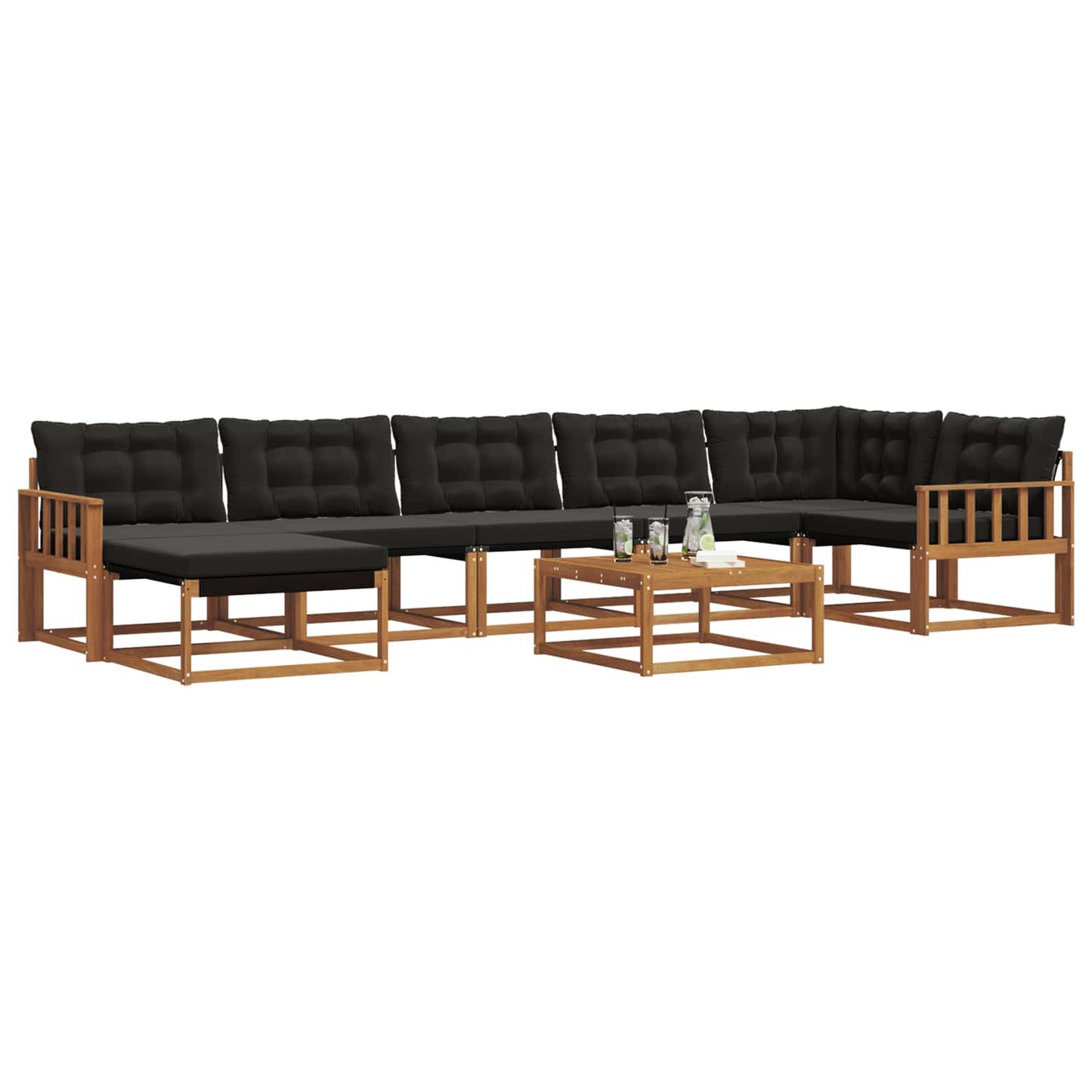 Outdoor-Sofagarnitur mit Kissen 22 pcs Natürlich und Schwarz