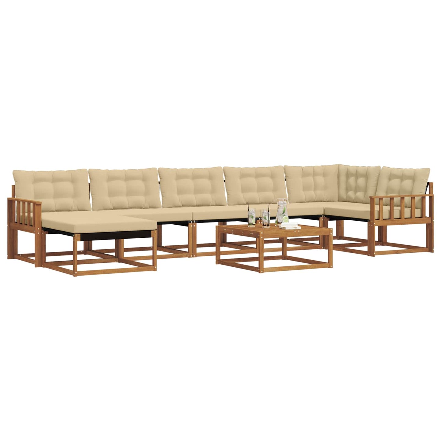 Outdoor-Sofagarnitur 22 pcs Natur und Beige Massivholz Akazie