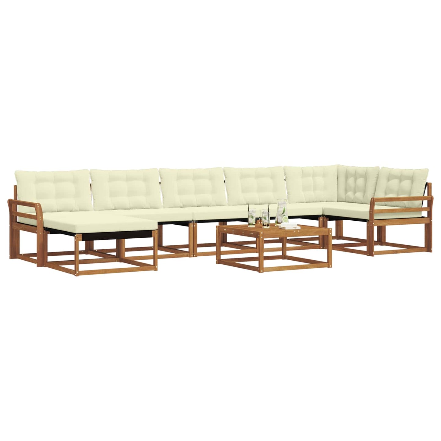 Outdoor-Sofagarnitur 22 pcs Natur und Creme Massivholz Akazie