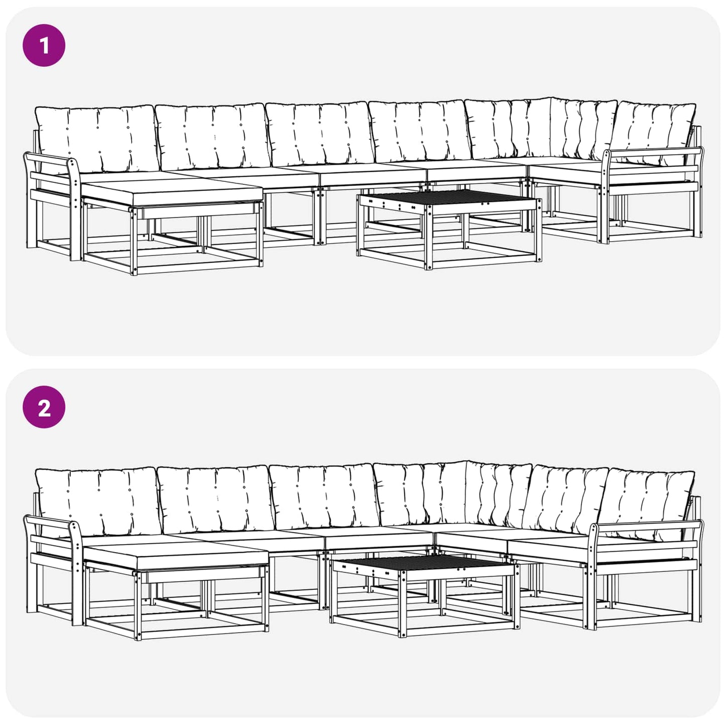 Outdoor-Sofagarnitur 22 pcs Natur und Creme Massivholz Akazie