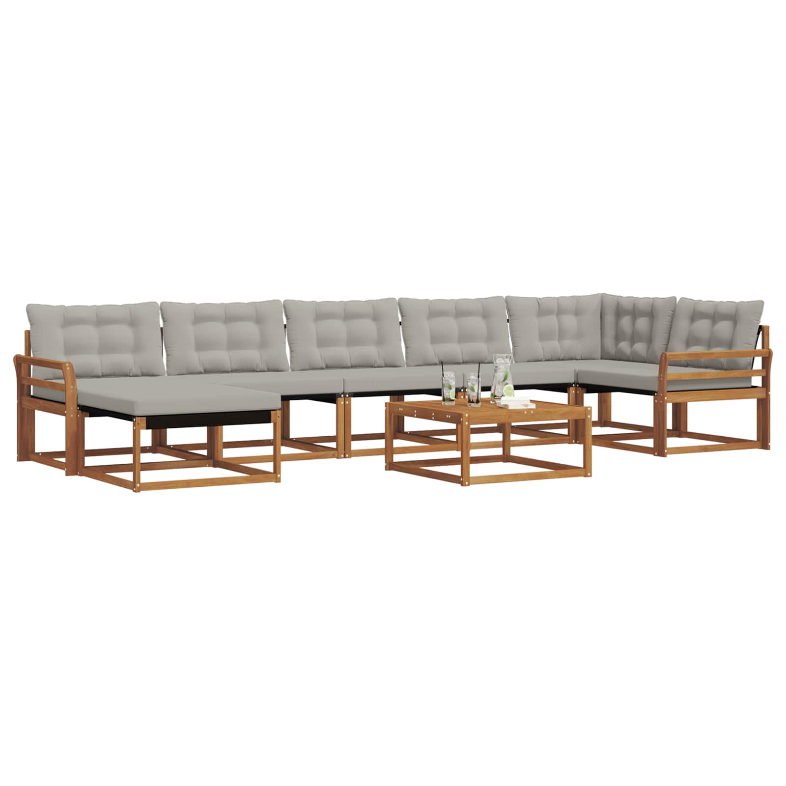 Outdoor-Sofagarnitur mit Kissen 8 pcs Natürlich und Hellgrau