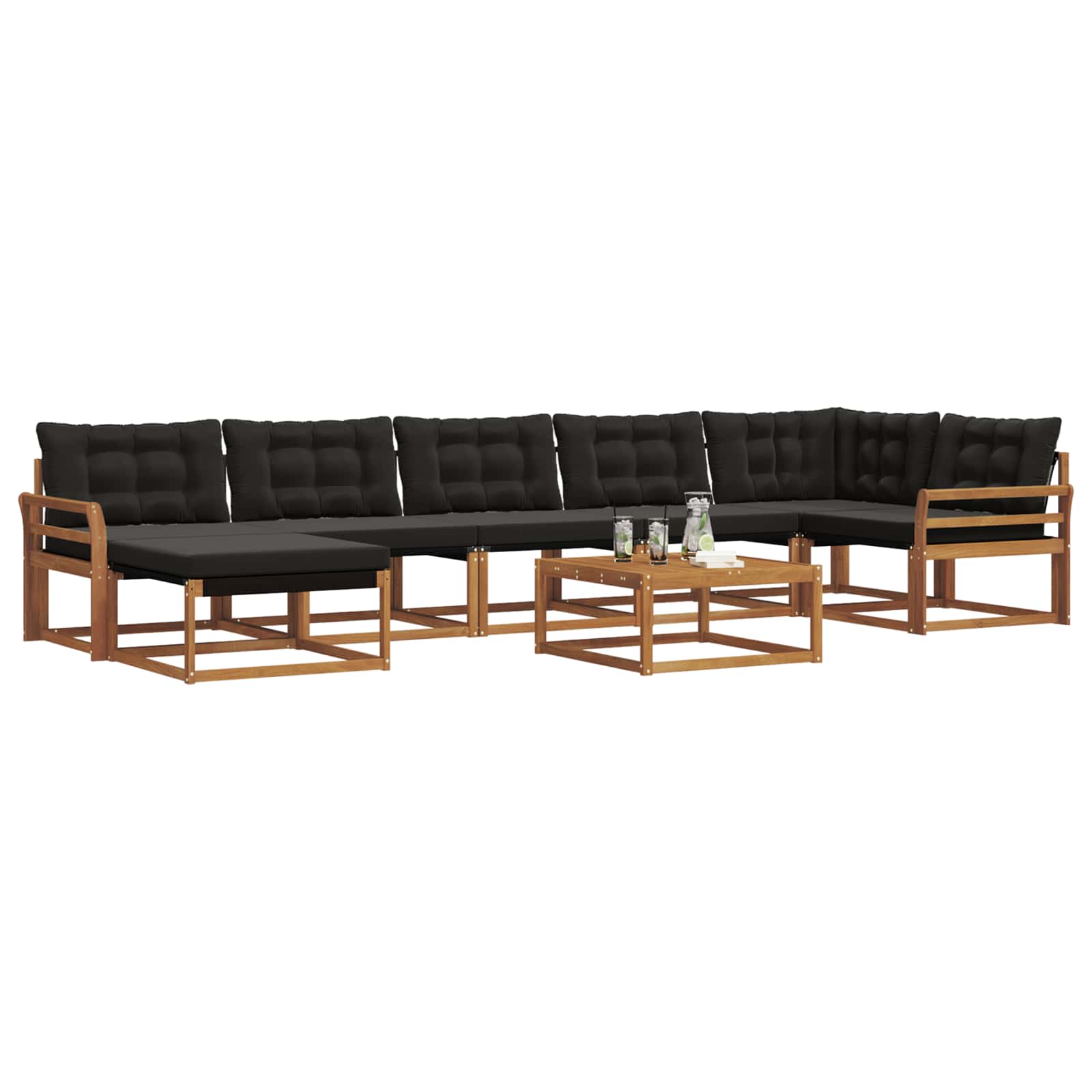 Outdoor-Sofagarnitur mit Kissen 22 pcs Natürlich und Schwarz