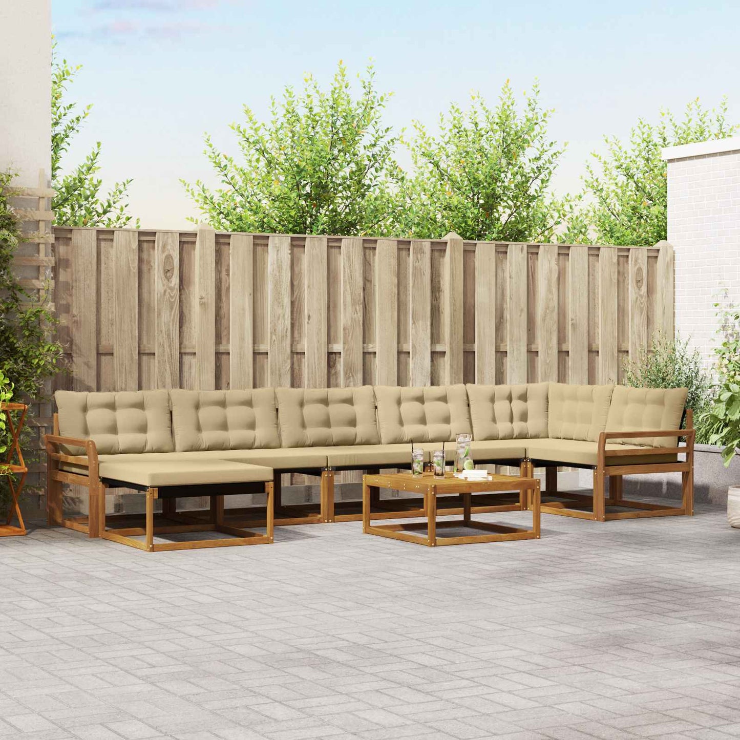 Outdoor-Sofagarnitur 22 pcs Natur und Beige Massivholz Akazie