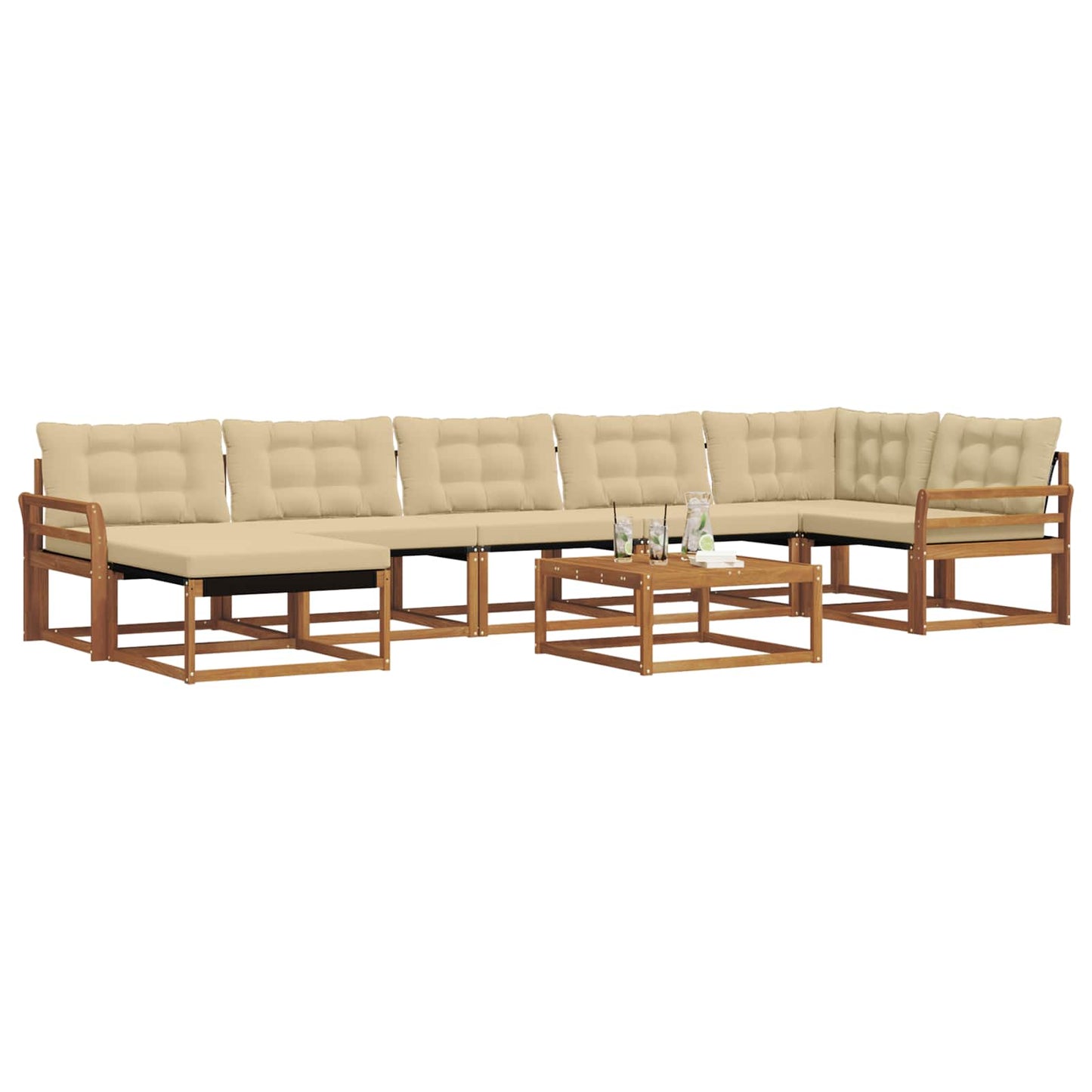Outdoor-Sofagarnitur 22 pcs Natur und Beige Massivholz Akazie