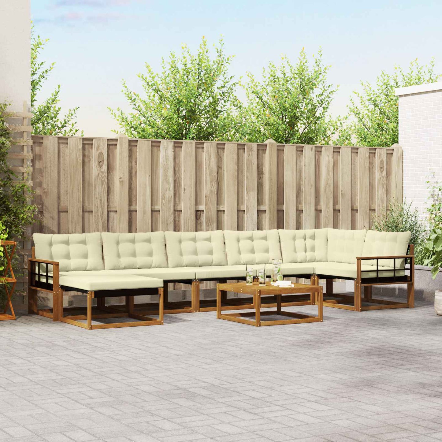 Outdoor-Sofagarnitur 22 pcs Natur und Creme Massivholz Akazie