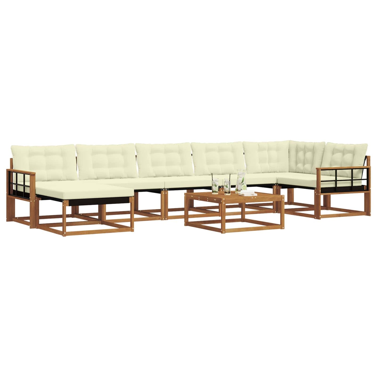 Outdoor-Sofagarnitur 22 pcs Natur und Creme Massivholz Akazie