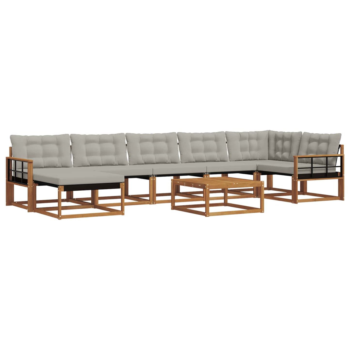 Outdoor-Sofagarnitur mit Kissen 8 pcs Natürlich und Hellgrau
