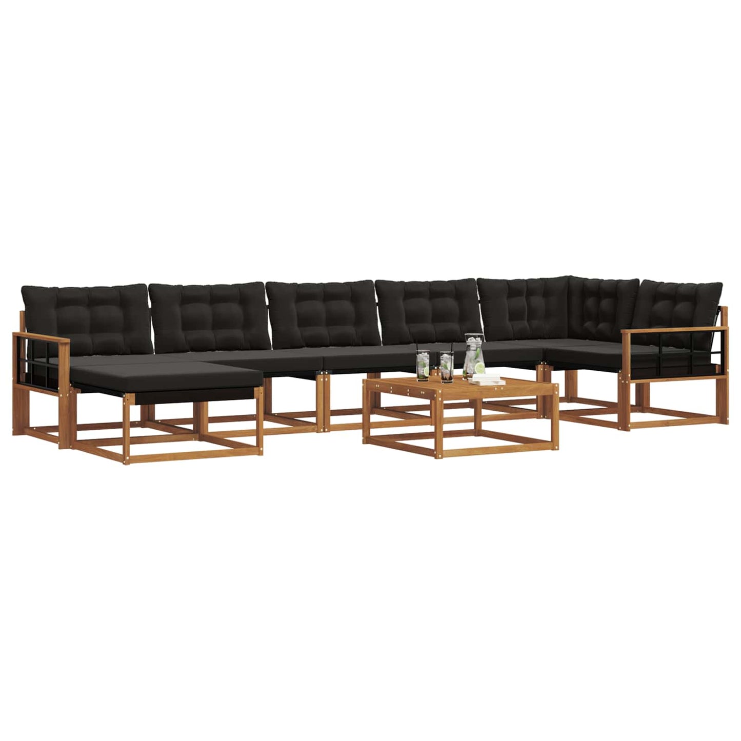Outdoor-Sofagarnitur mit Kissen 22 pcs Natürlich und Schwarz