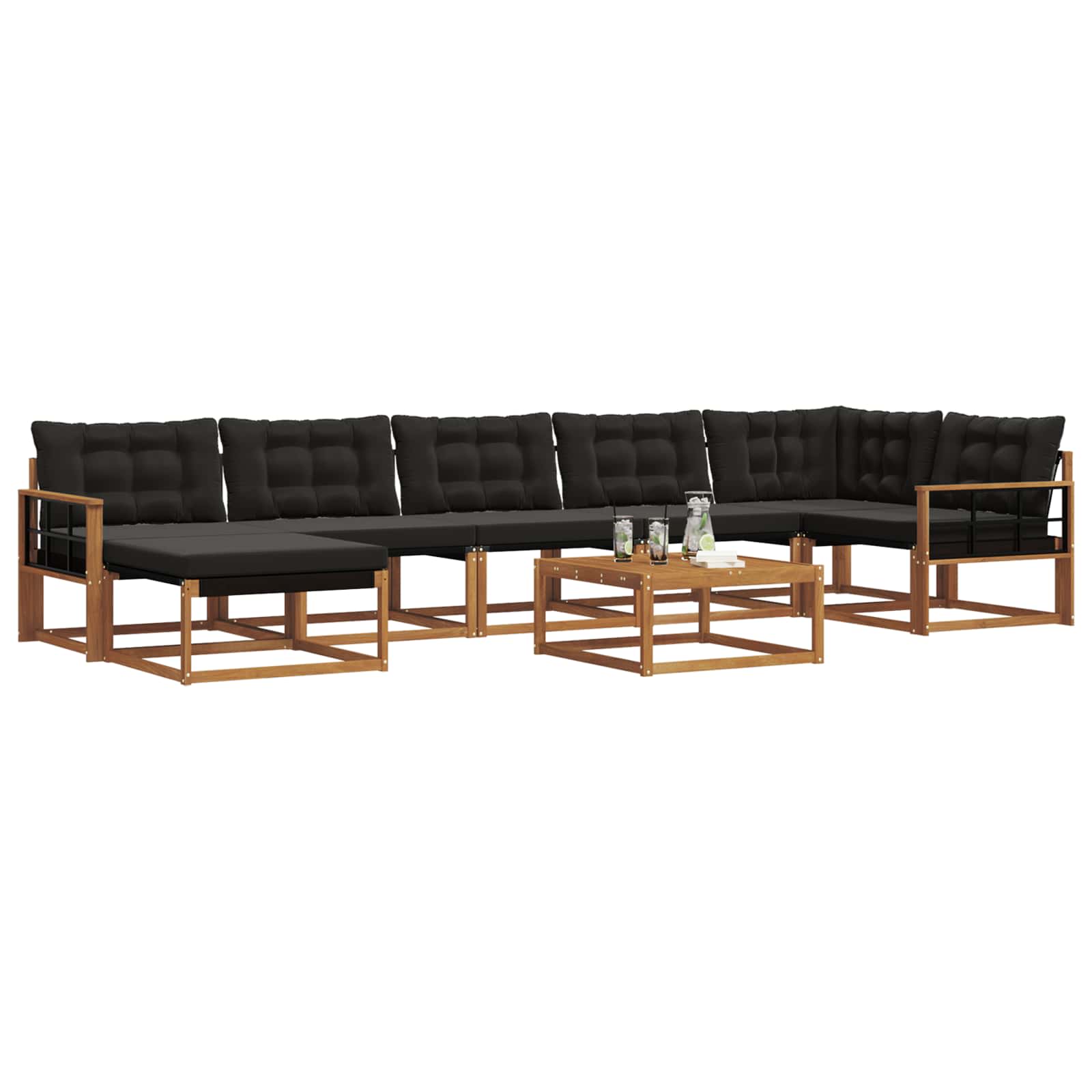 Outdoor-Sofagarnitur mit Kissen 22 pcs Natürlich und Schwarz