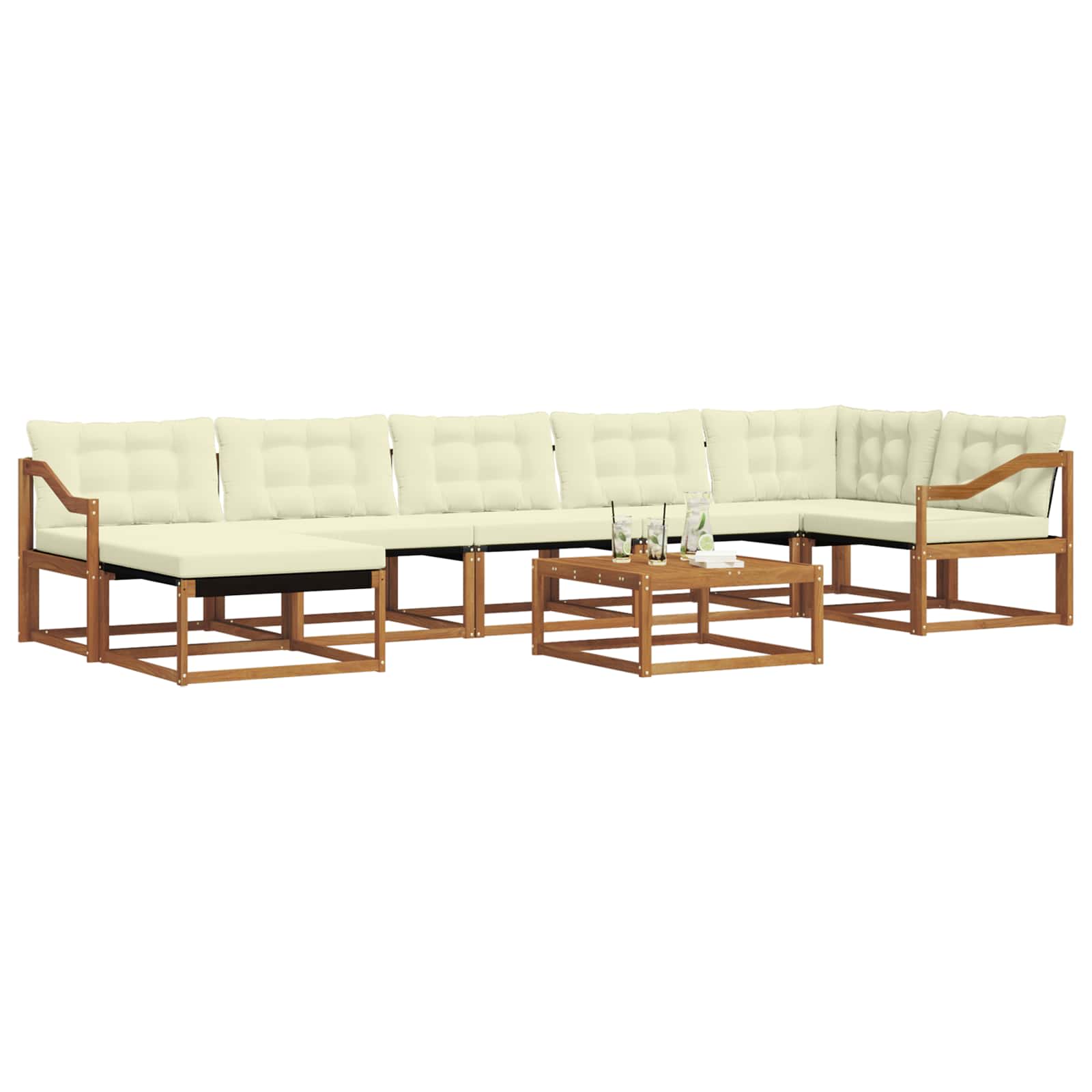 Outdoor-Sofagarnitur 22 pcs Natur und Creme Massivholz Akazie