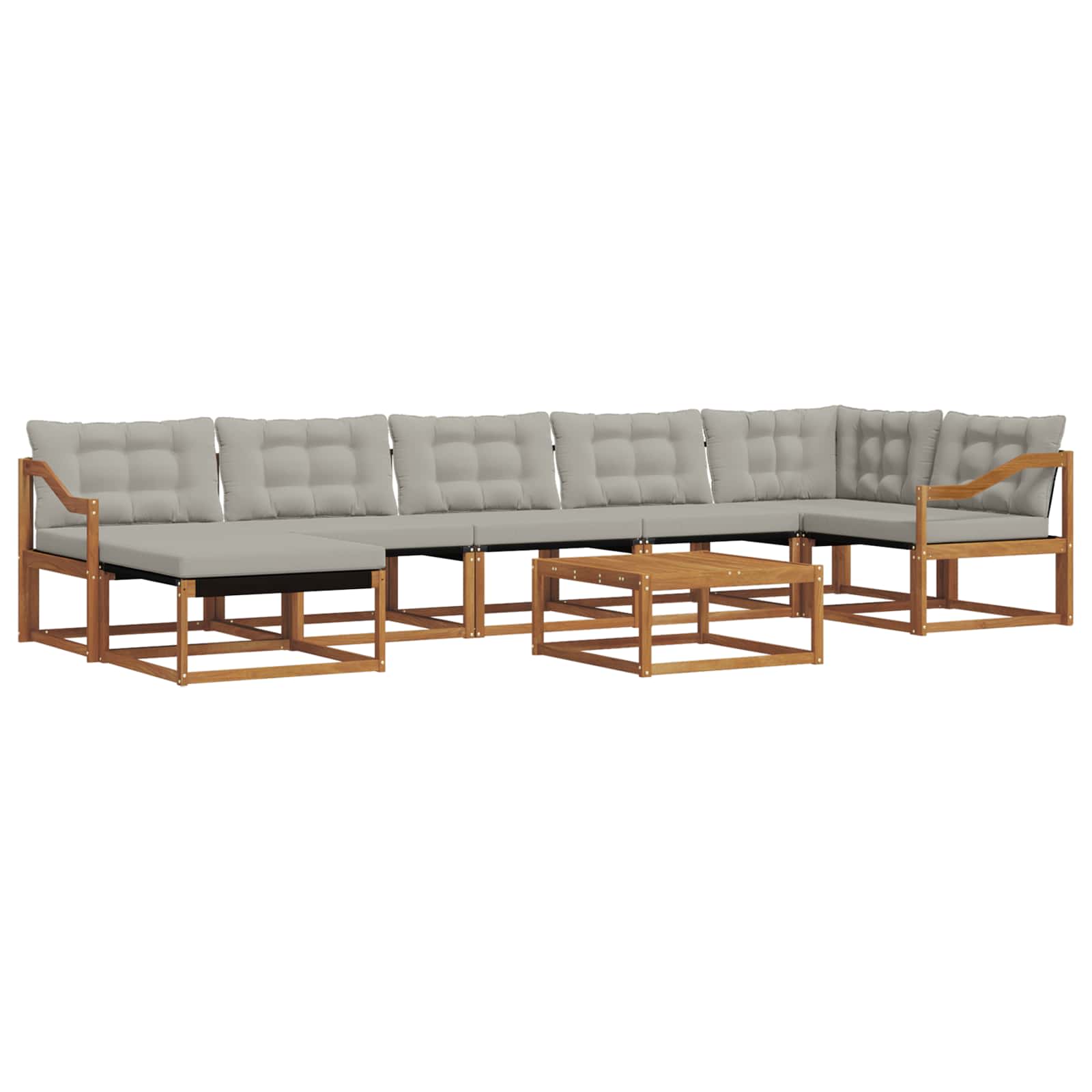 Outdoor-Sofagarnitur mit Kissen 8 pcs Natürlich und Hellgrau