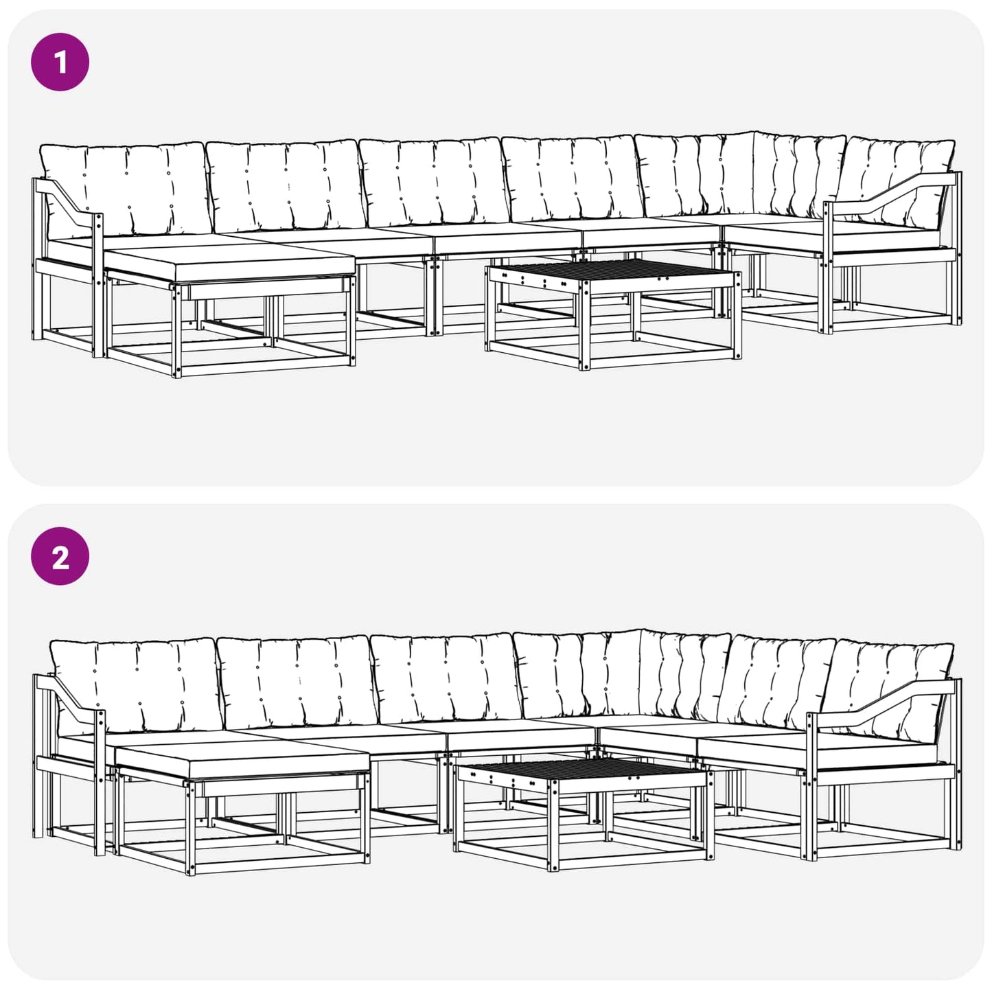 Outdoor-Sofagarnitur mit Kissen 22 pcs Natürlich und Schwarz