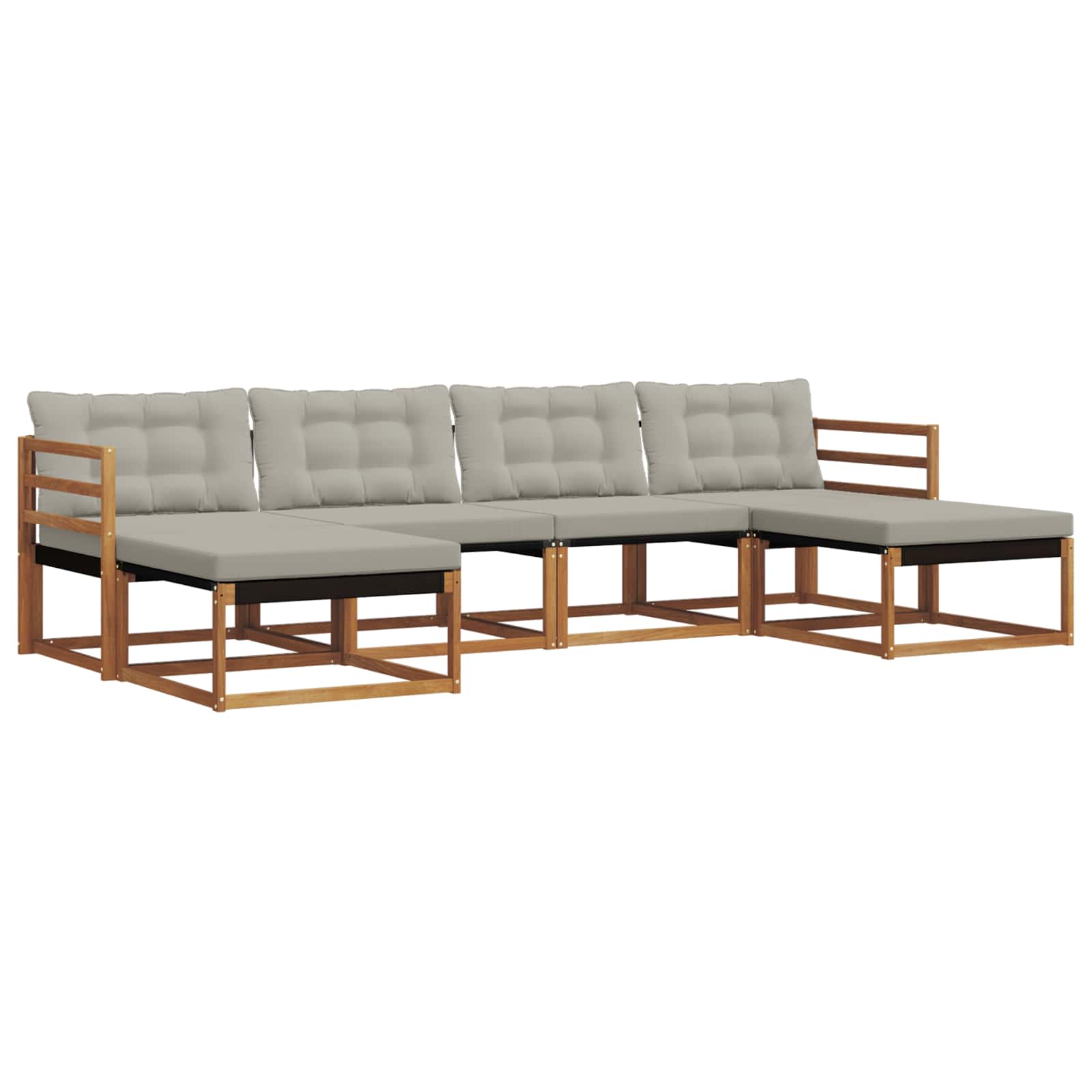 Outdoor-Sofagarnitur mit Kissen 6 pcs Natürlich und Hellgrau