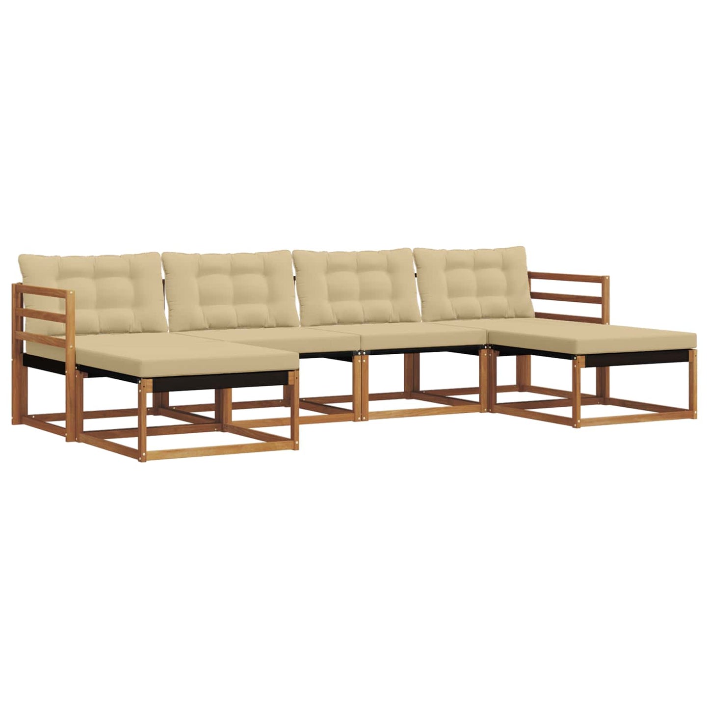 Outdoor-Sofagarnitur mit Kissen 6 pcs Natur und Beige