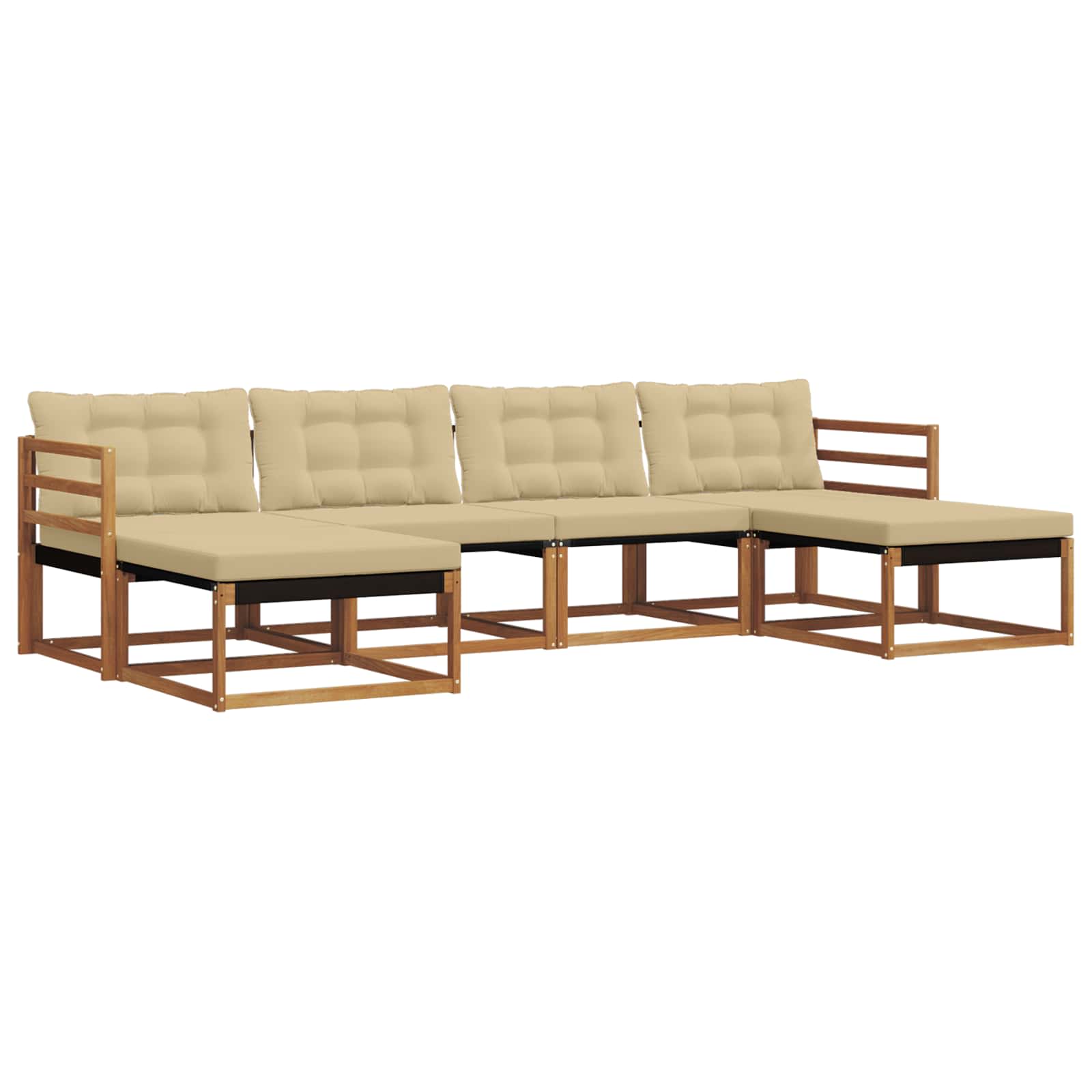 Outdoor-Sofagarnitur mit Kissen 6 pcs Natur und Beige