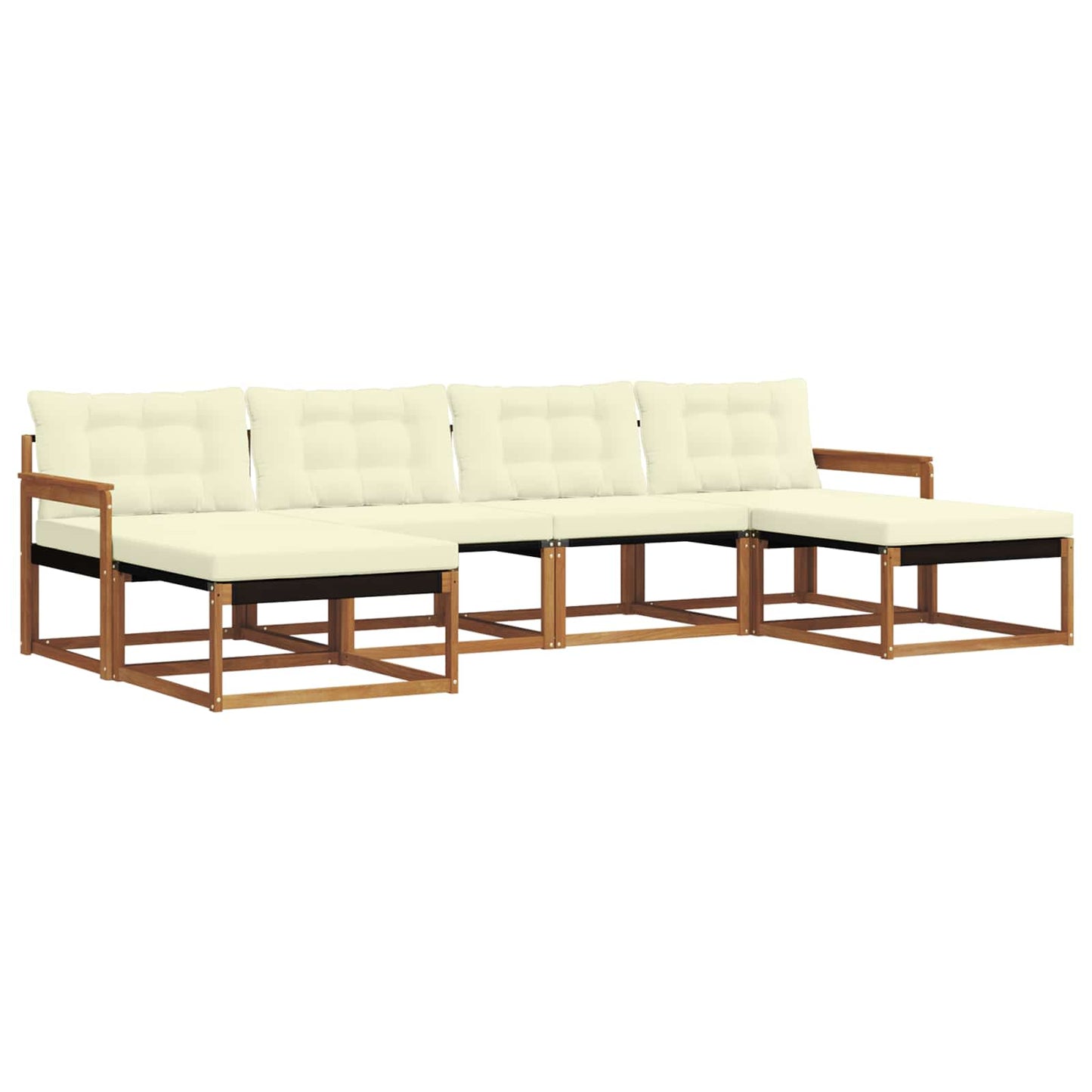 Outdoor-Sofagarnitur mit Kissen 6 pcs Natur und Creme