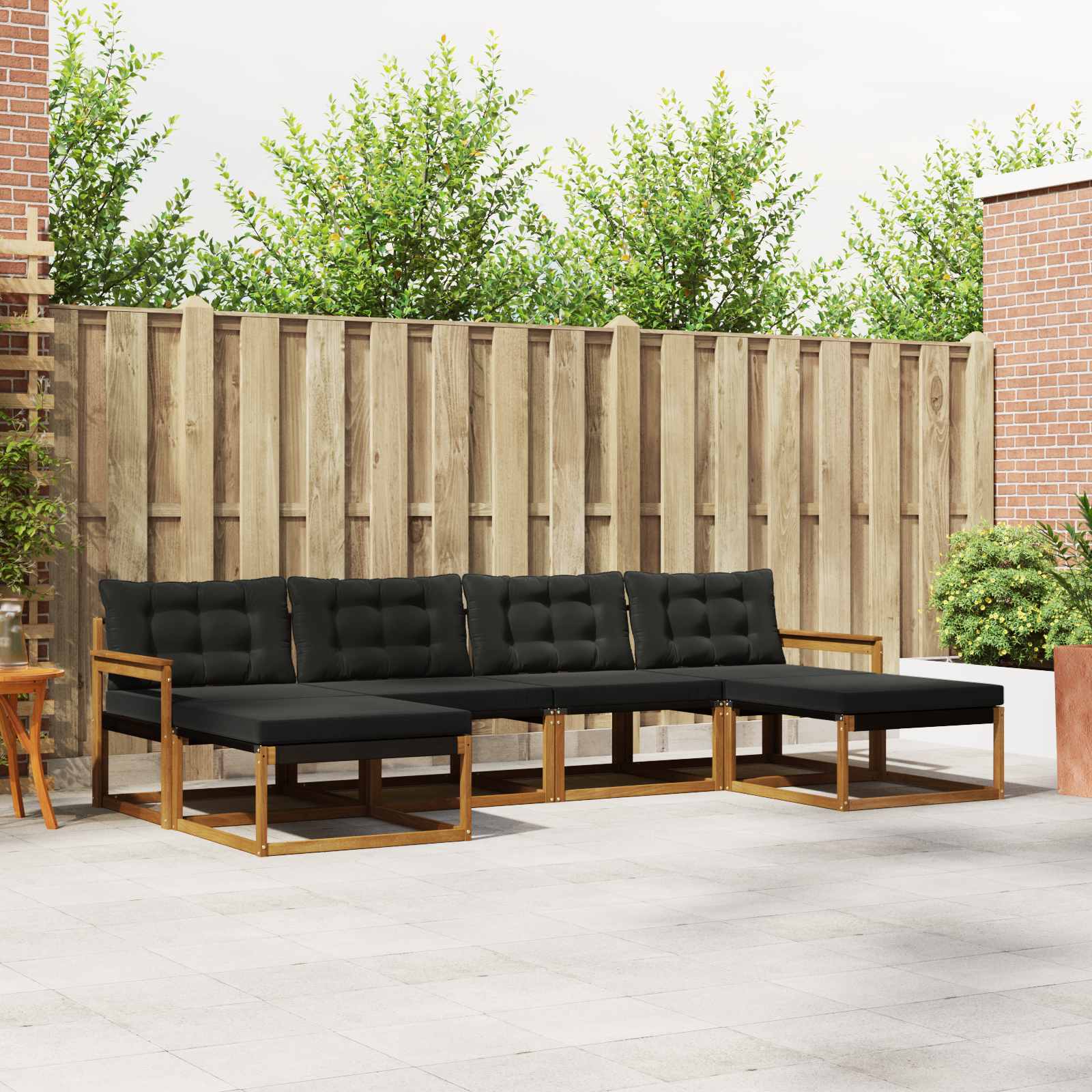 Outdoor-Sofagarnitur mit Kissen 6 pcs Natürlich und Schwarz