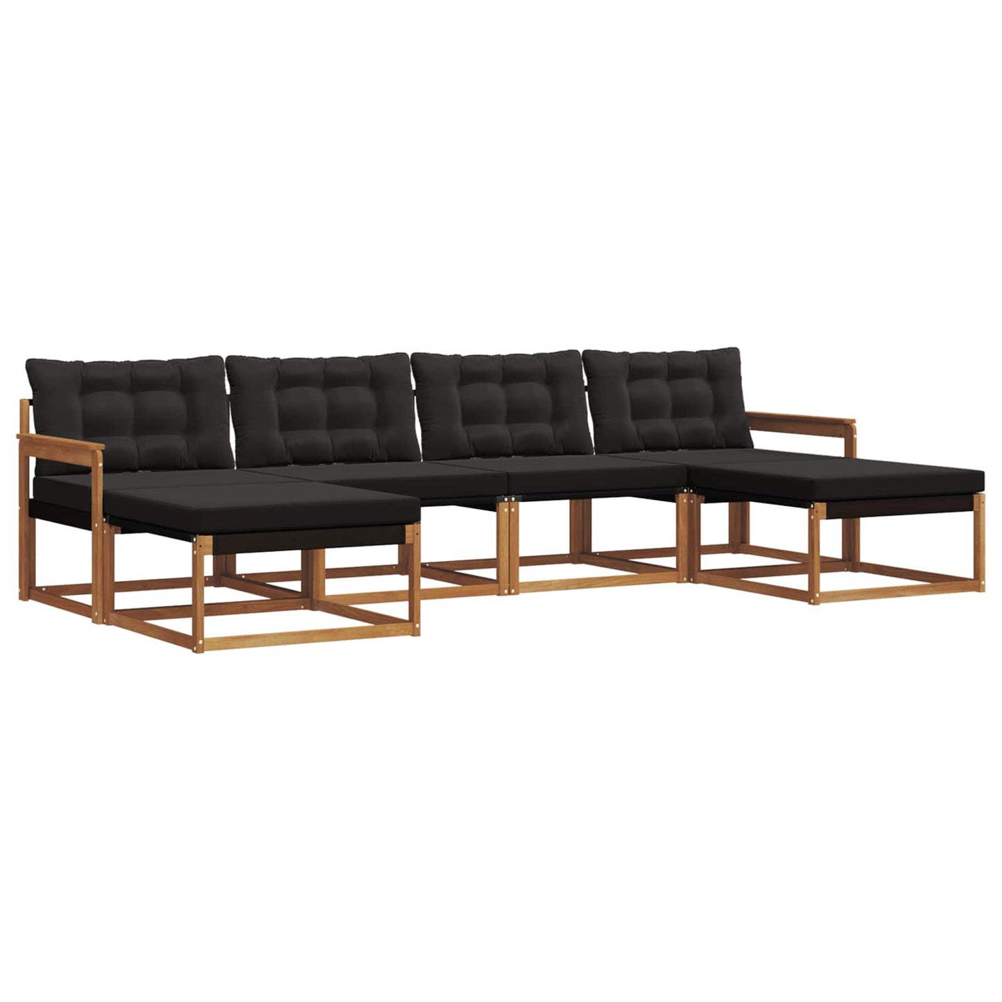 Outdoor-Sofagarnitur mit Kissen 6 pcs Natürlich und Schwarz