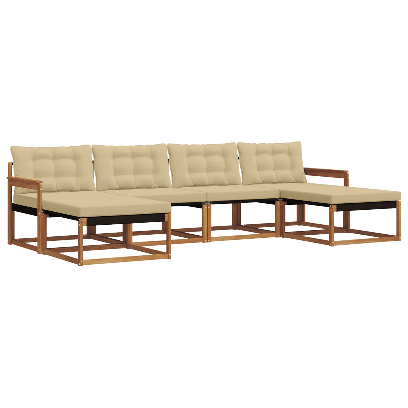Outdoor-Sofagarnitur mit Kissen 6 pcs Natur und Beige