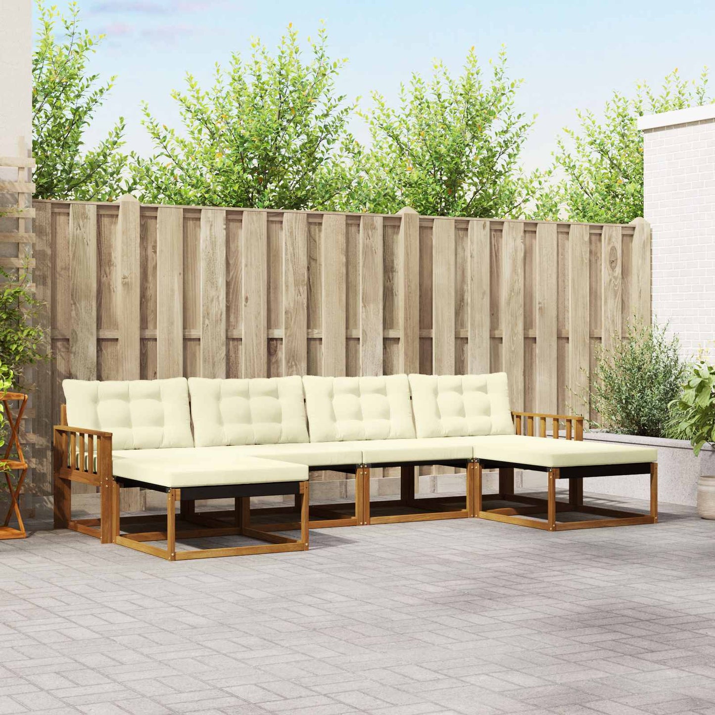 Outdoor-Sofagarnitur mit Kissen 6 pcs Natur und Creme