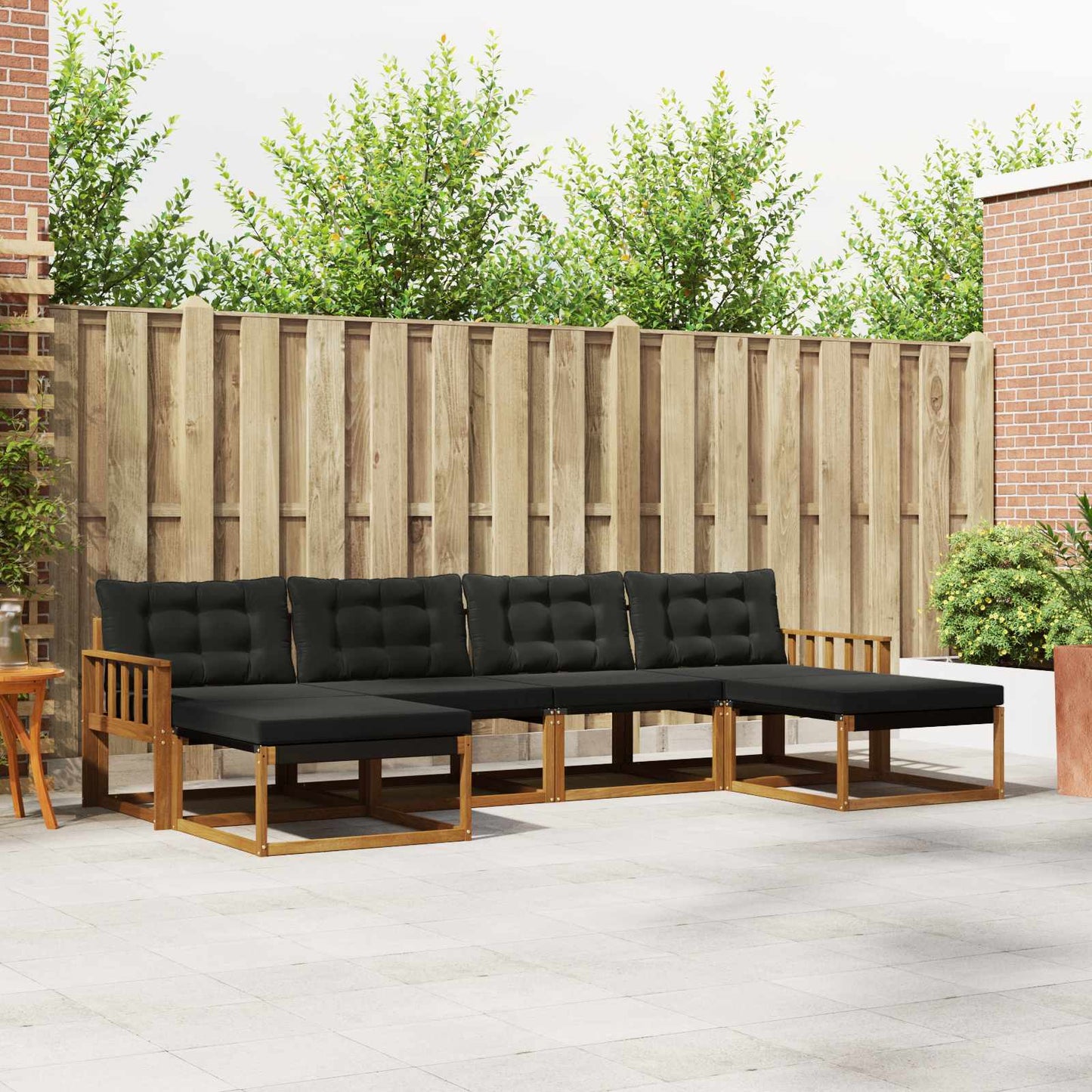 Outdoor-Sofagarnitur mit Kissen 6 pcs Natürlich und Schwarz