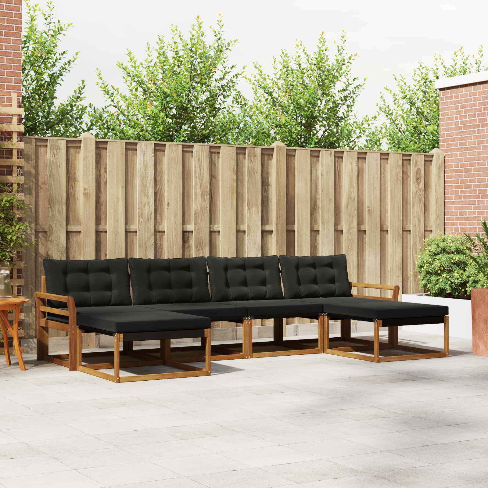 Outdoor-Sofagarnitur 6 stk. Natürlich und Schwarz