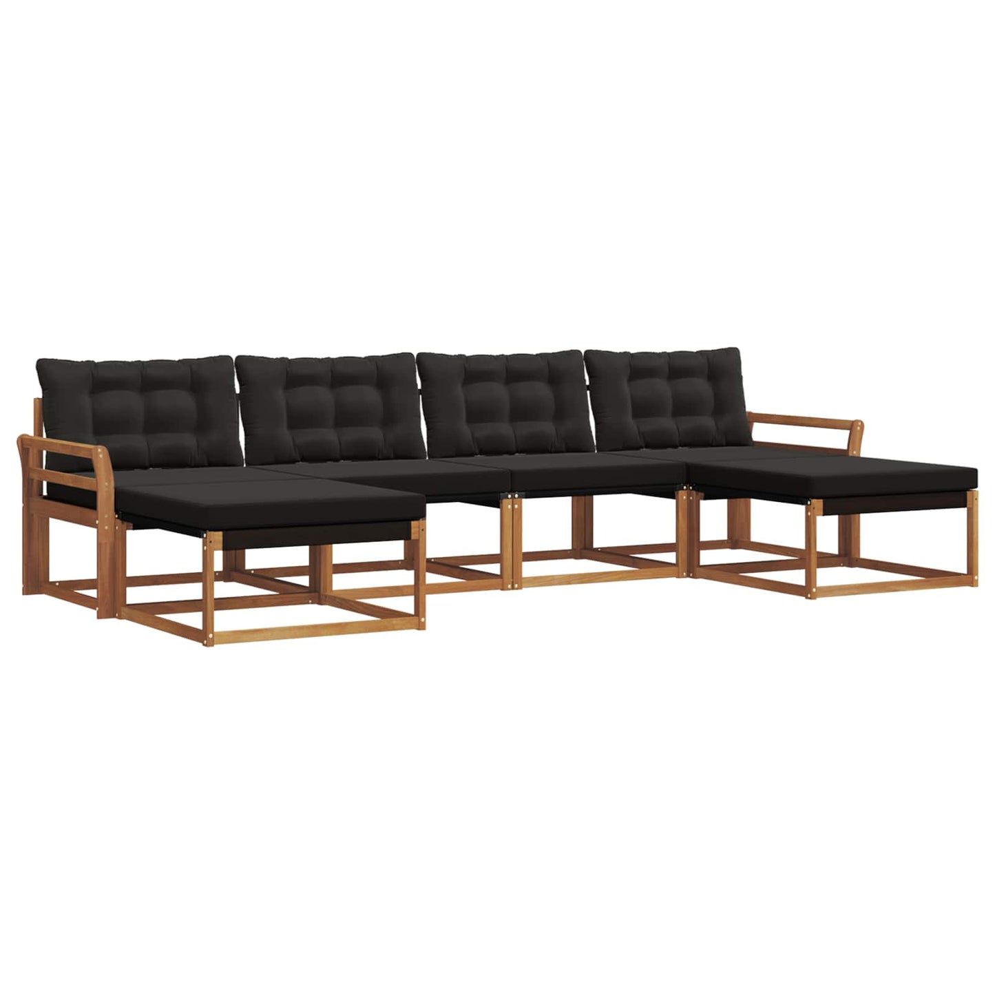 Outdoor-Sofagarnitur mit Kissen 6 pcs Natürlich und Schwarz