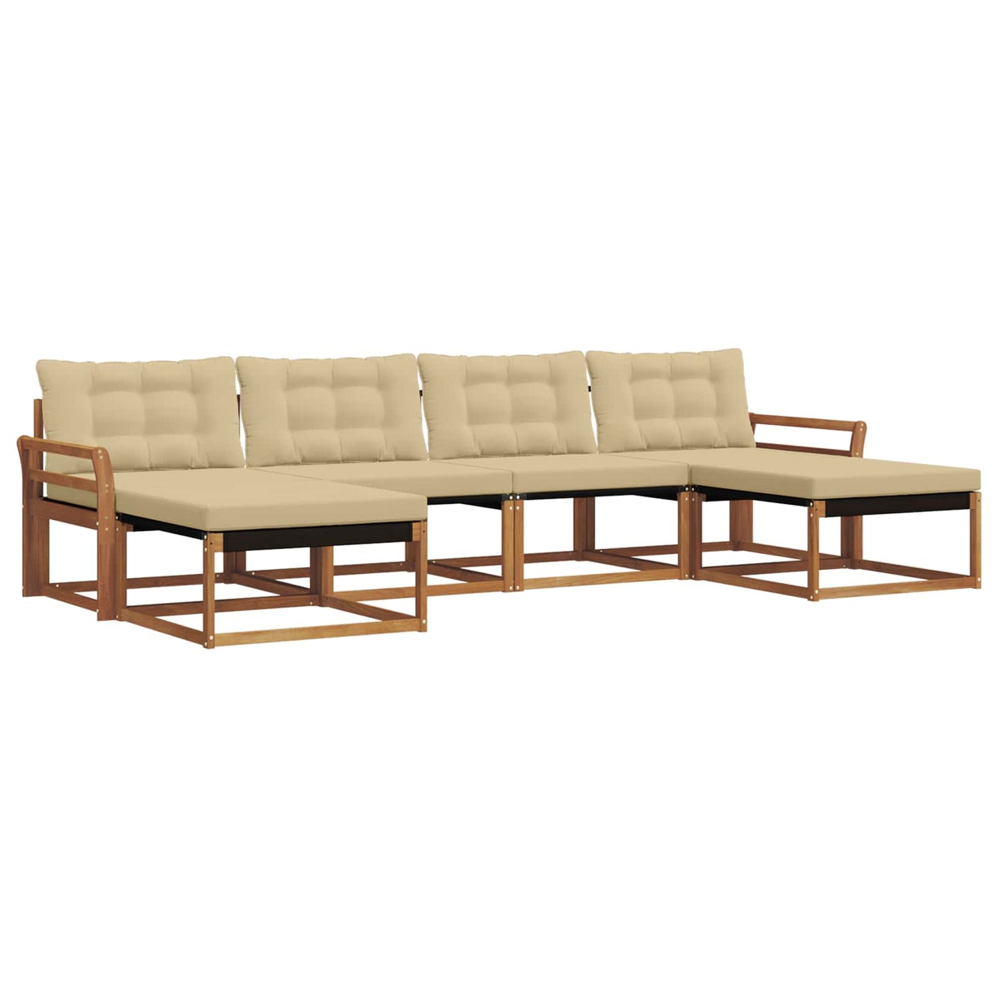 Outdoor-Sofagarnitur mit Kissen 6 pcs Natur und Beige