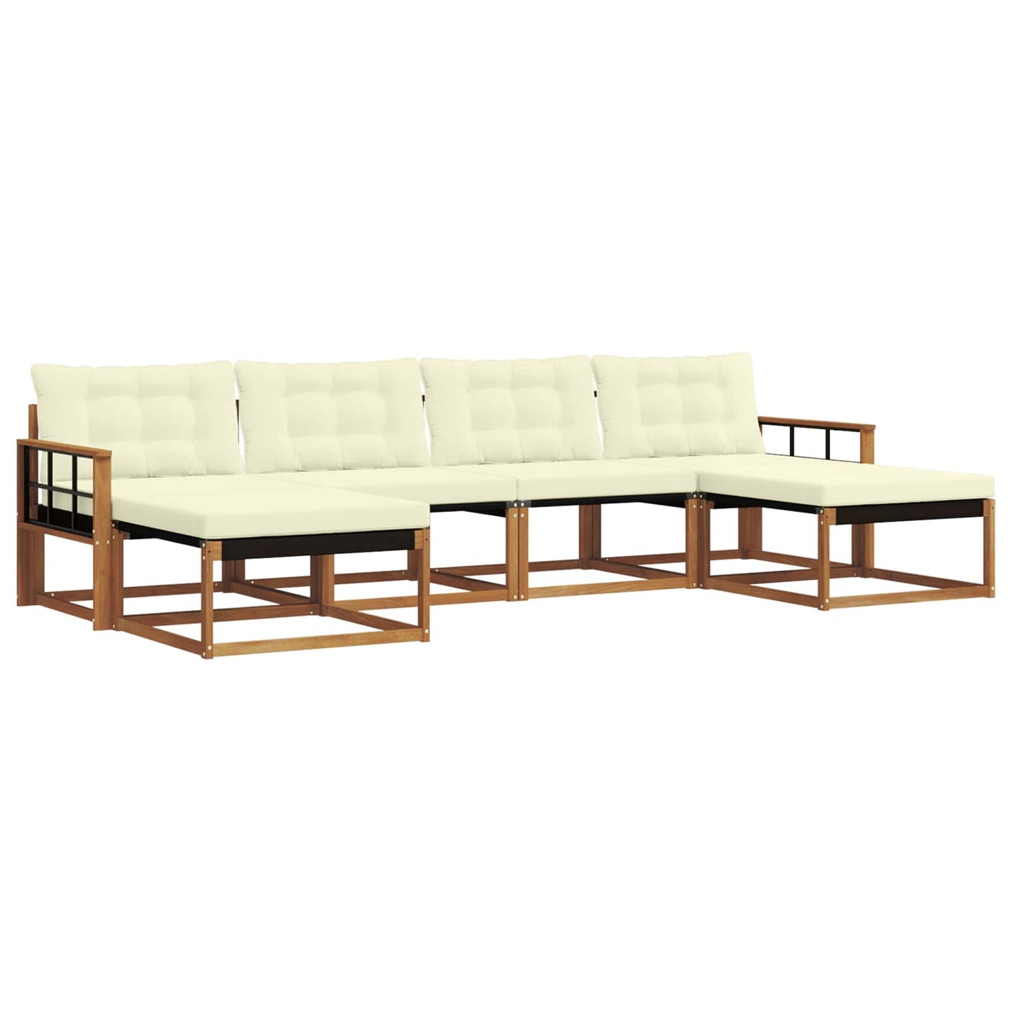 Outdoor-Sofagarnitur mit Kissen 6 pcs Natur und Creme