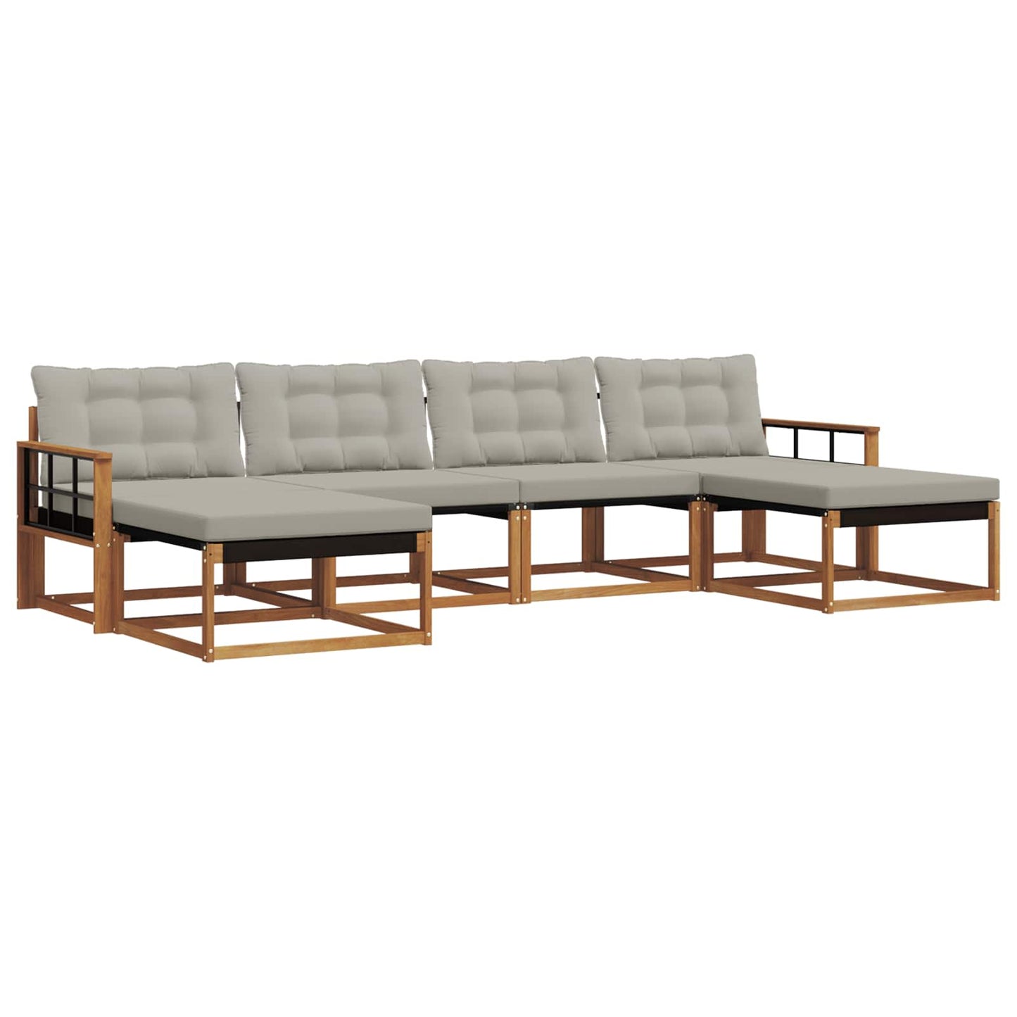 Outdoor-Sofagarnitur mit Kissen 6 pcs Natürlich und Hellgrau