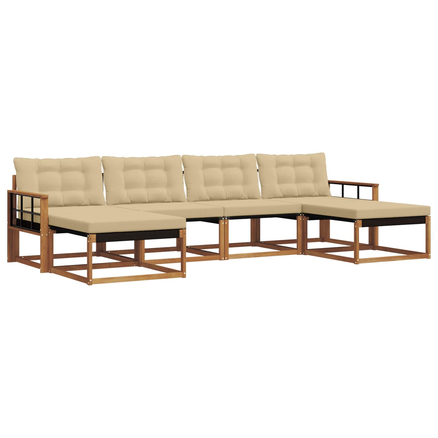 Outdoor-Sofagarnitur mit Kissen 6 pcs Natur und Beige
