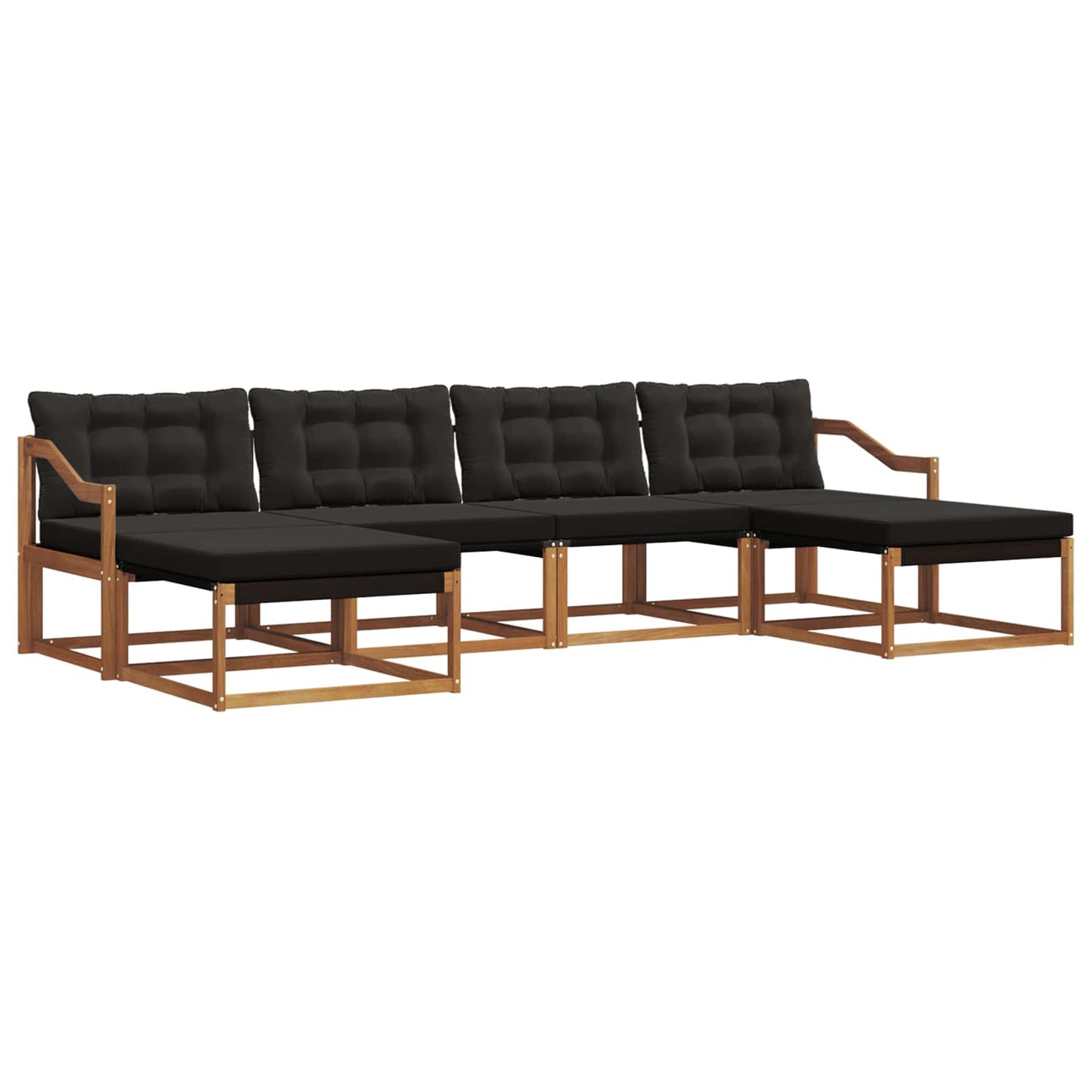 Outdoor-Sofagarnitur mit Kissen 6 pcs Natürlich und Schwarz
