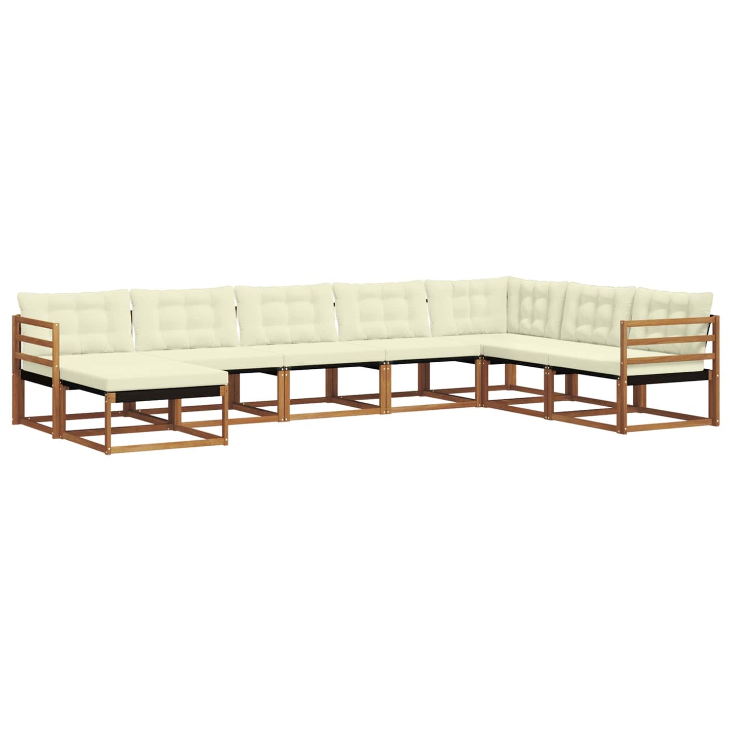 Outdoor-Sofagarnitur 8 stk. Natur und Creme Massivholz Akazie
