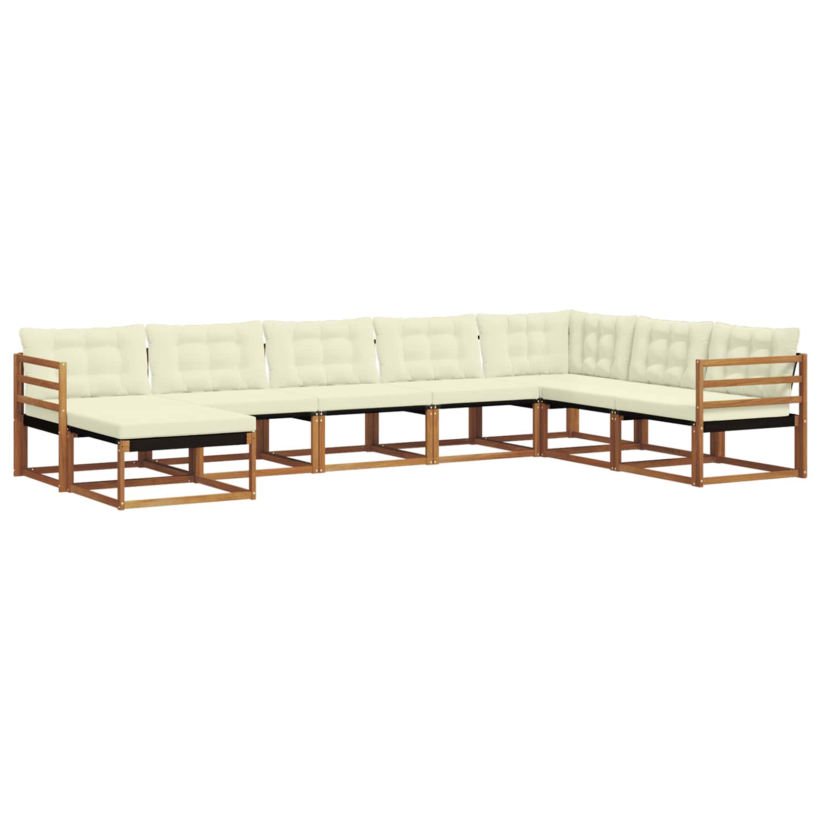 Outdoor-Sofagarnitur 8 stk. Natur und Creme Massivholz Akazie