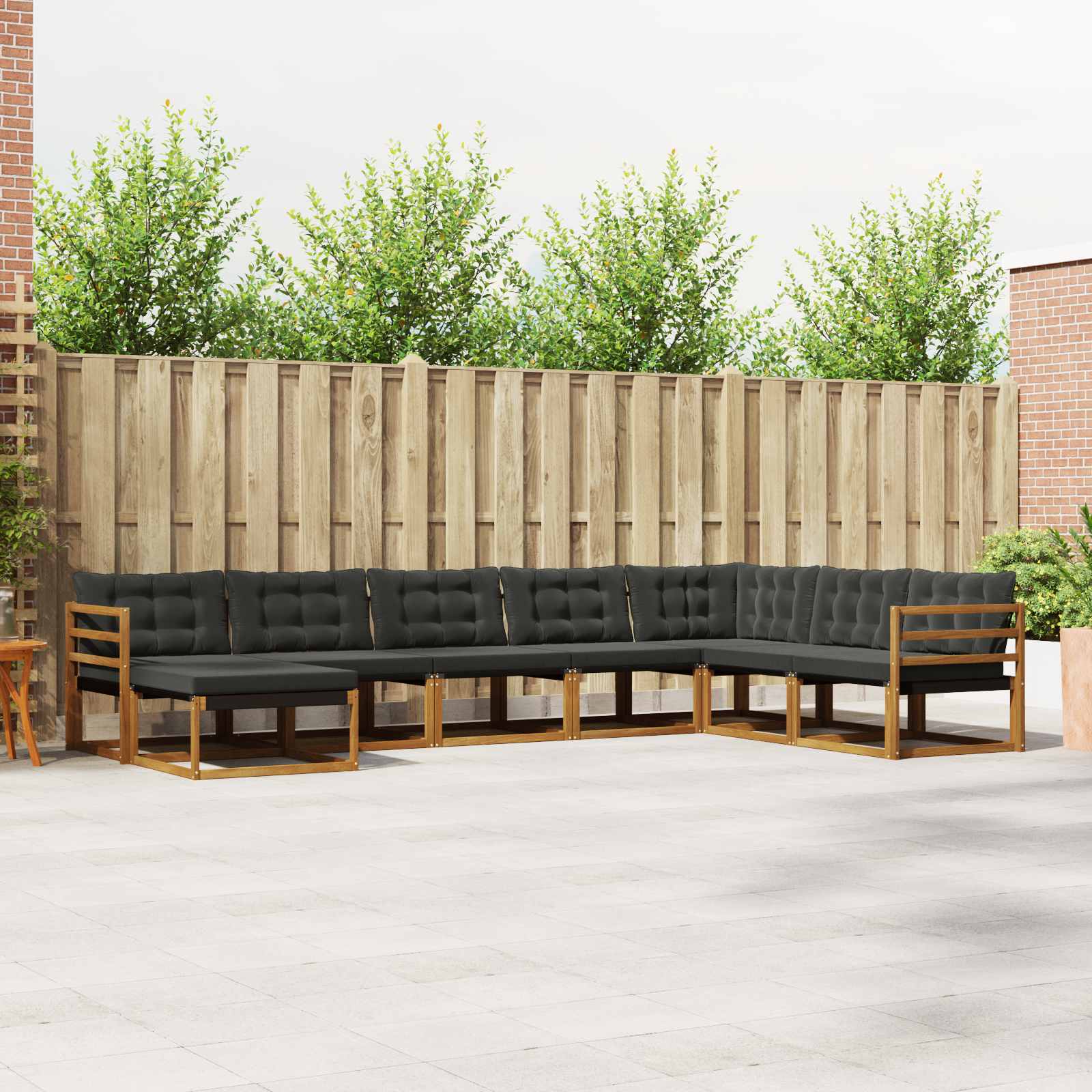 Outdoor-Sofagarnitur mit Kissen 8 pcs Natürlich und Schwarz