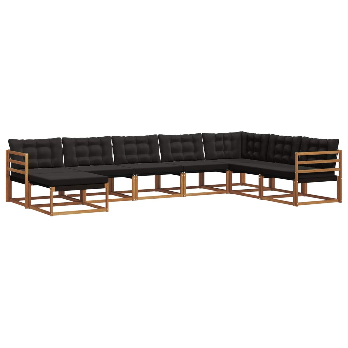 Outdoor-Sofagarnitur mit Kissen 8 pcs Natürlich und Schwarz