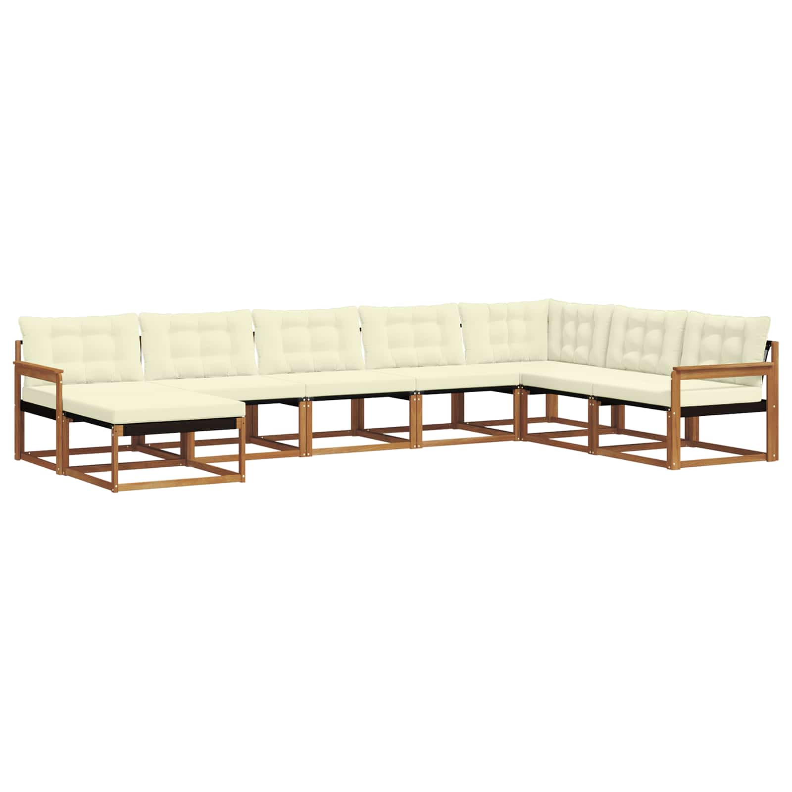 Outdoor-Sofagarnitur 8 stk. Natur und Creme Massivholz Akazie
