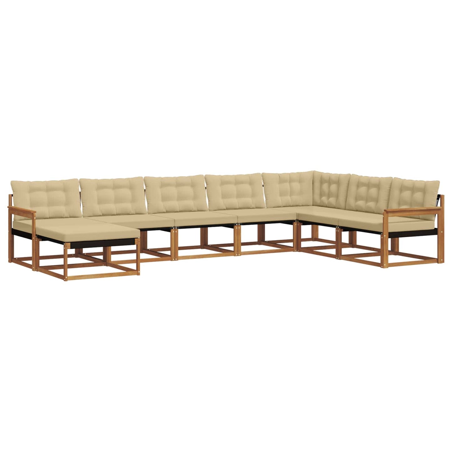 Outdoor-Sofagarnitur 8 stk. Natur und Beige Massivholz Akazie