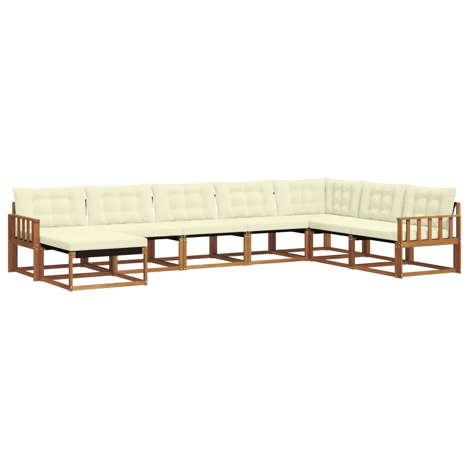 Outdoor-Sofagarnitur 8 stk. Natur und Creme Massivholz Akazie