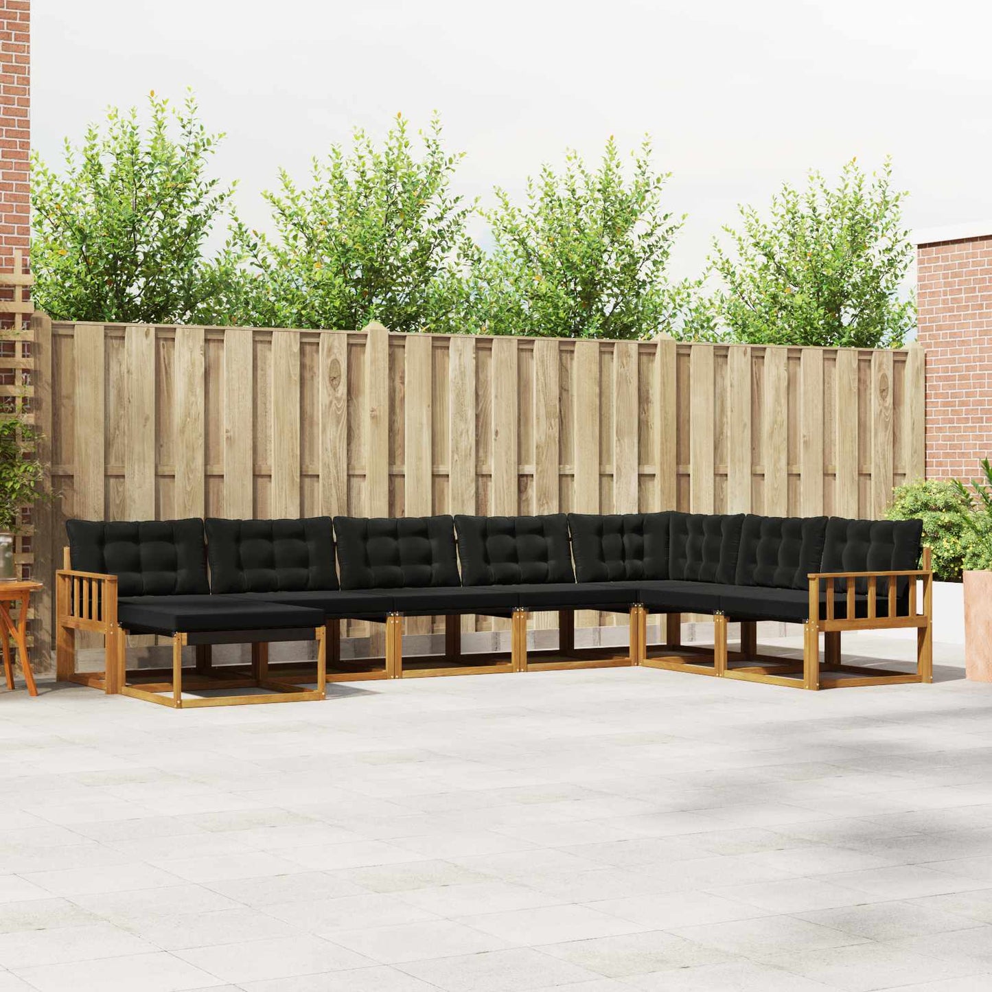 Outdoor-Sofagarnitur mit Kissen 8 pcs Natürlich und Schwarz