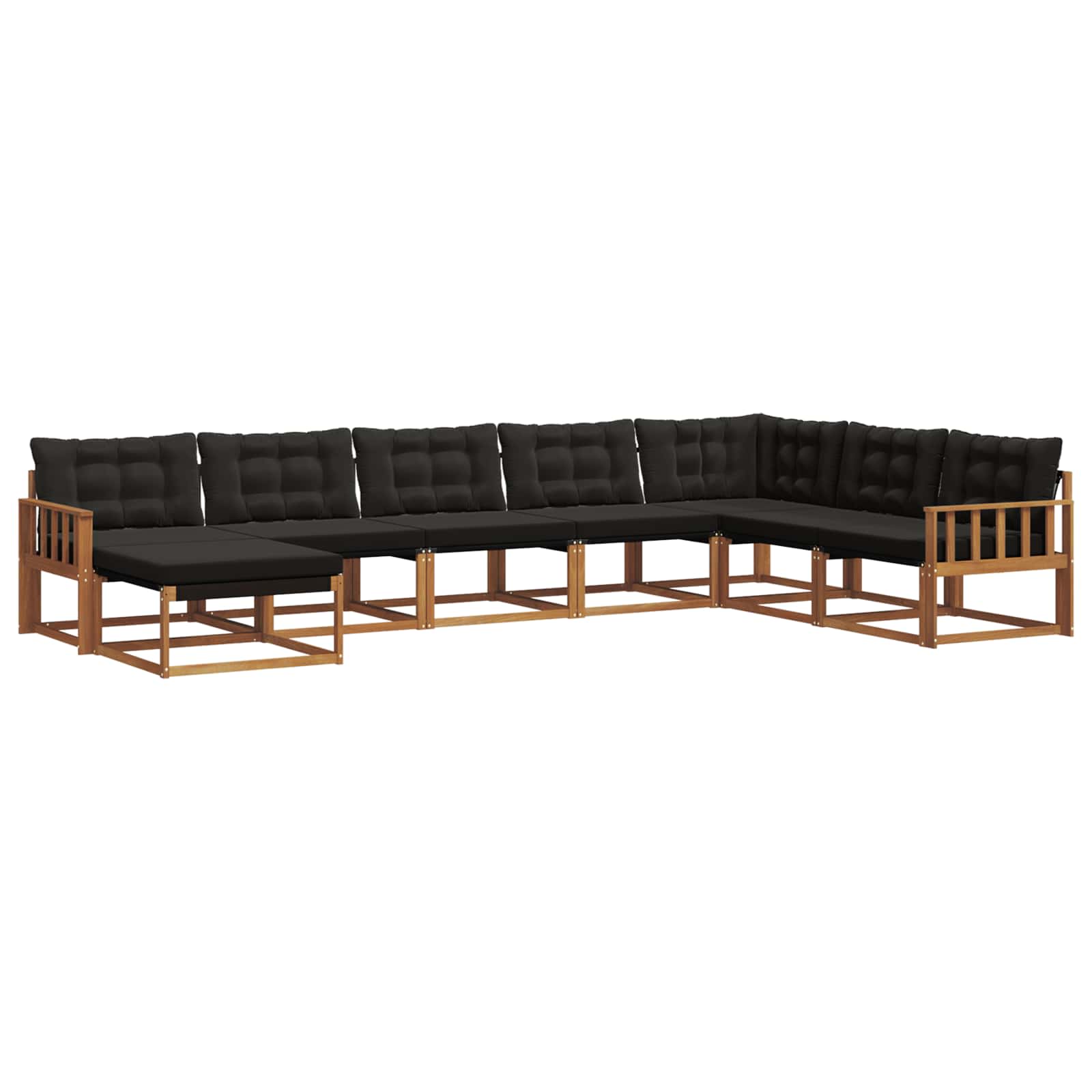 Outdoor-Sofagarnitur mit Kissen 8 pcs Natürlich und Schwarz