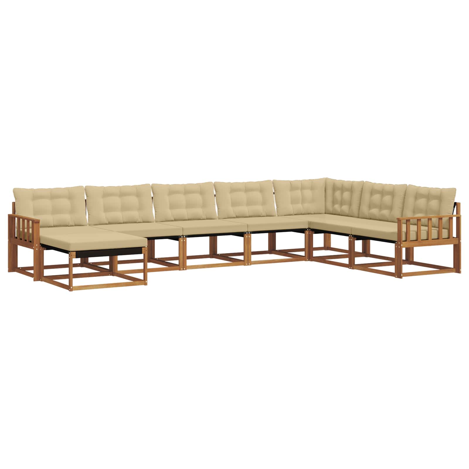 Outdoor-Sofagarnitur 8 stk. Natur und Beige Massivholz Akazie