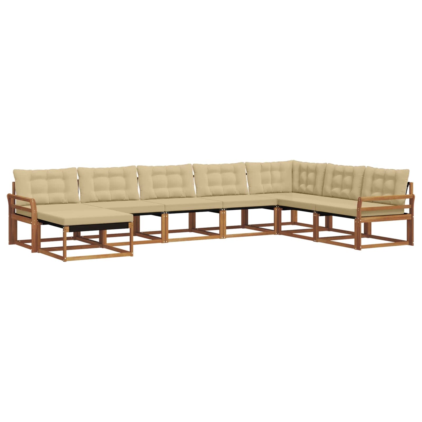 Outdoor-Sofagarnitur 8 stk. Natur und Beige Massivholz Akazie