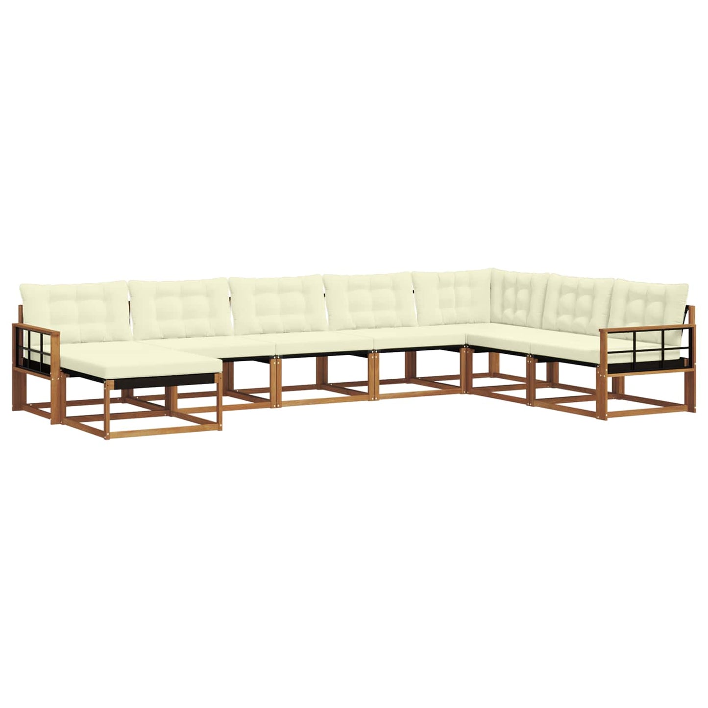 Outdoor-Sofagarnitur 8 stk. Natur und Creme Massivholz Akazie