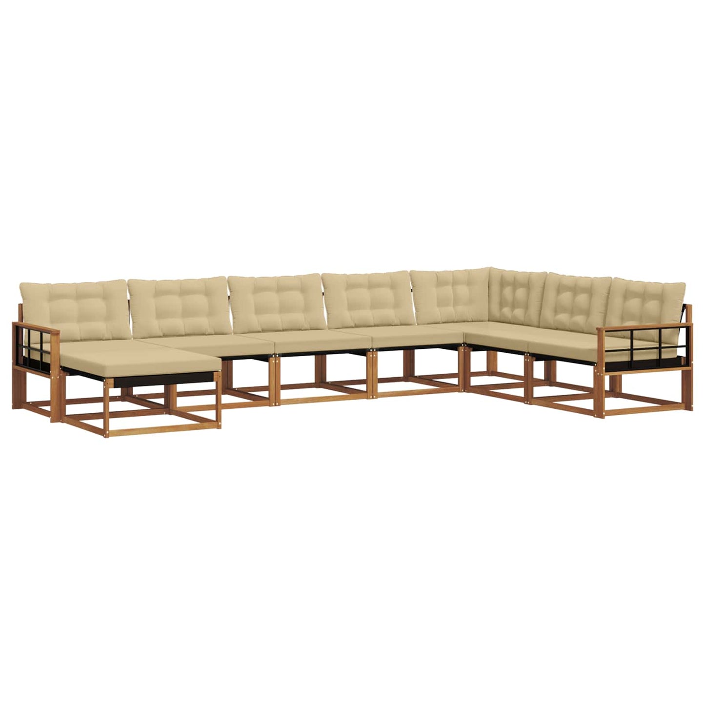 Outdoor-Sofagarnitur mit Kissen 8 pcs Natur und Beige